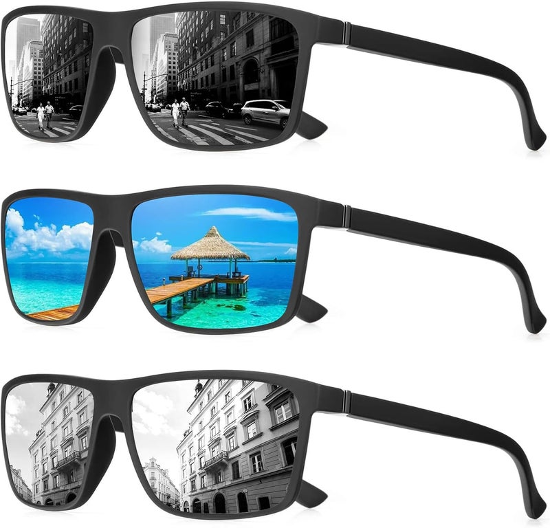 QALLY Store Polarized Sunglasses for Men Rectangular Frame Men's Polarized Sunglasses Sports Sunglasses with UV400 Protection - Image 1